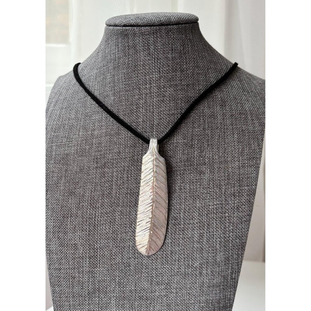 Handmade Feather Pendant Necklace Upcycled Silverware: Bohemian Flatware Jewelry